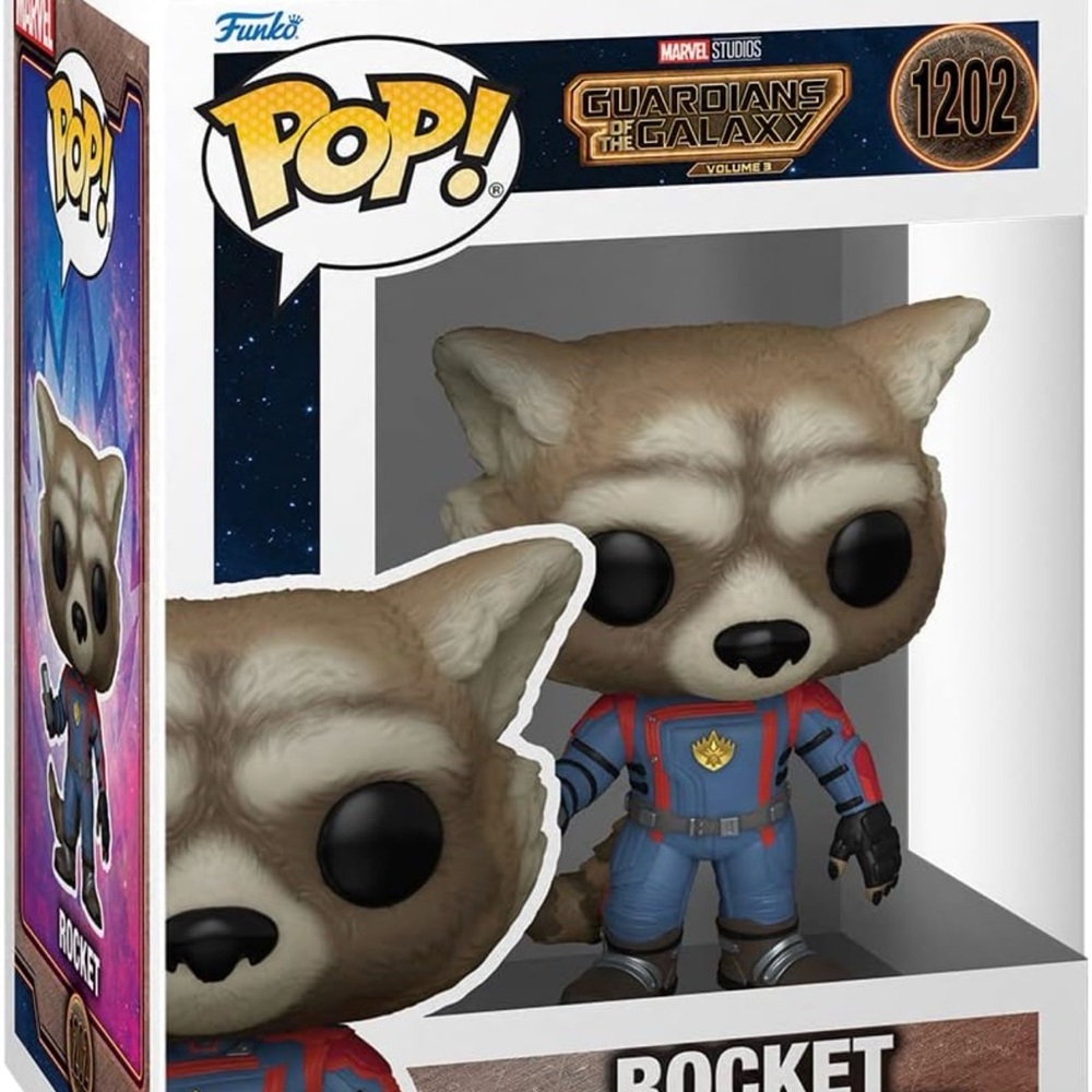 Funko Pop Rocket in Blue and Gray Suit